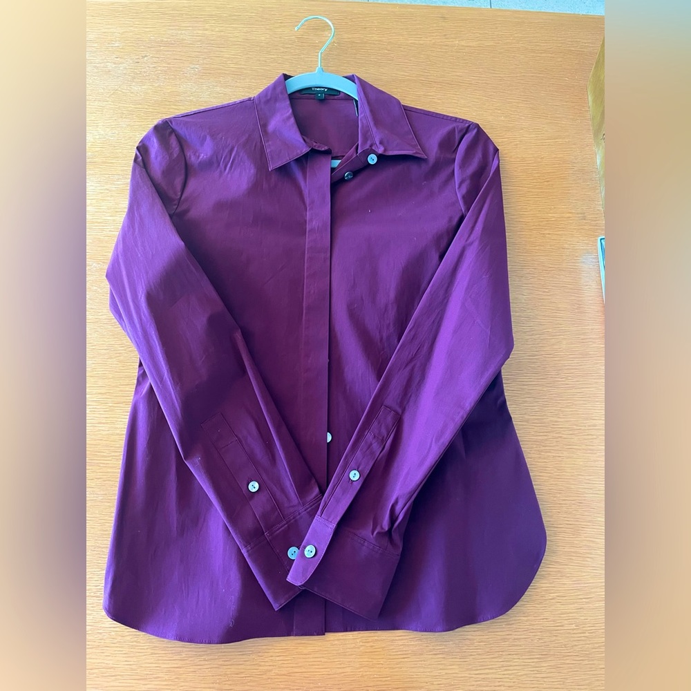 Theory Button Down Shirt - Burgundy, XS (P)